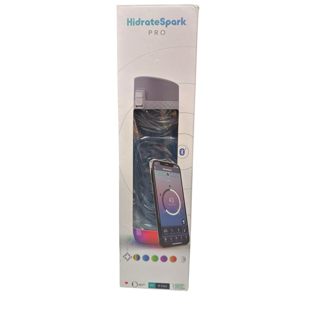 HidrateSpark Pro Smart Water Bottle Blue 24oz LED Bluetooth New In Box